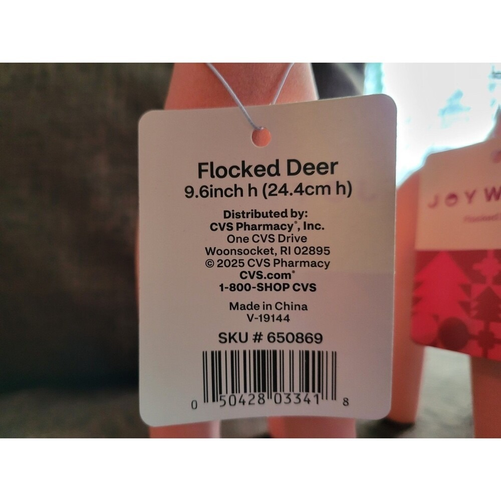 Deer Figurines in Coral Orange Joyward Flocked 9.6" Soft Feel, Set of 2 - NEW - Picture 6 of 7